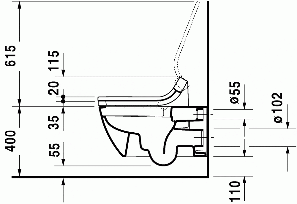 Подвесной унитаз Duravit Happy D.2 Rimless 2550590000 безободковый - 11