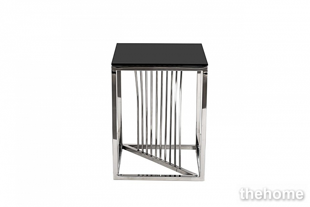 13RXET8083M-SILVER Стол журнальный стекло черн/серебро 38*38*50 Garda Decor - 2