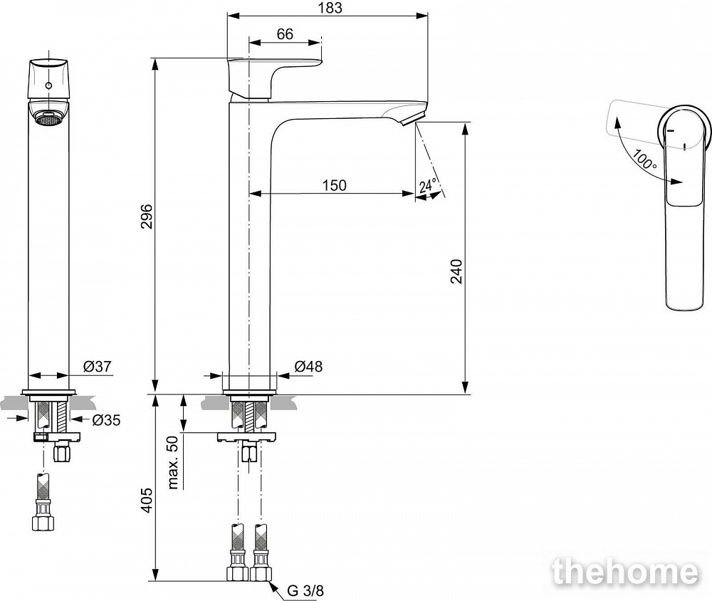 Смеситель для раковины Ideal Standard CONNECT AIR A7028AA - 3
