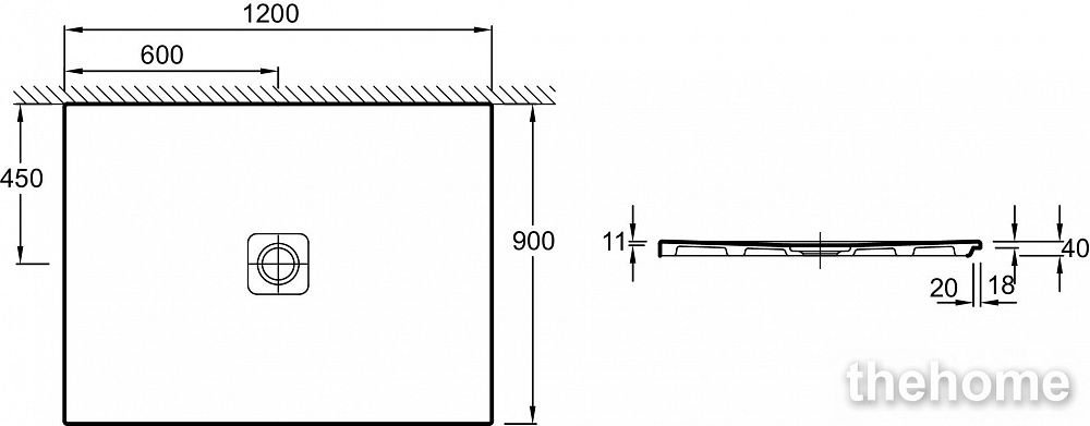 Душевой поддон 120x90 см Jacob Delafon Replay N147K-220 слив 90 мм, белый - 2