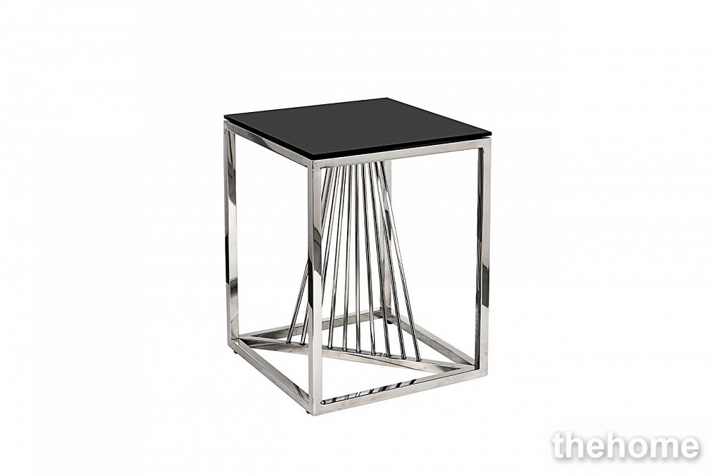 13RXET8083M-SILVER Стол журнальный стекло черн/серебро 38*38*50 Garda Decor - TheHome