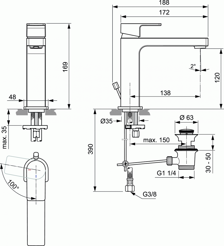 Смеситель для раковины Ideal Standard EDGE A7107AA - 3