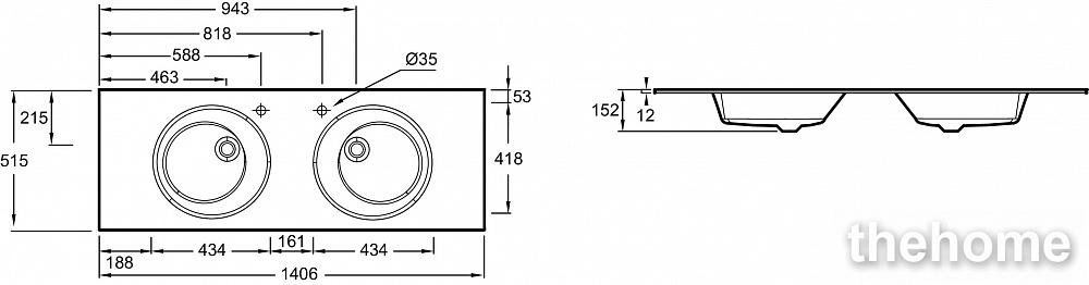 Раковина 141 см Jacob Delafon Odeon Rive Gauche EB2566-DE1, матовый белый - 2