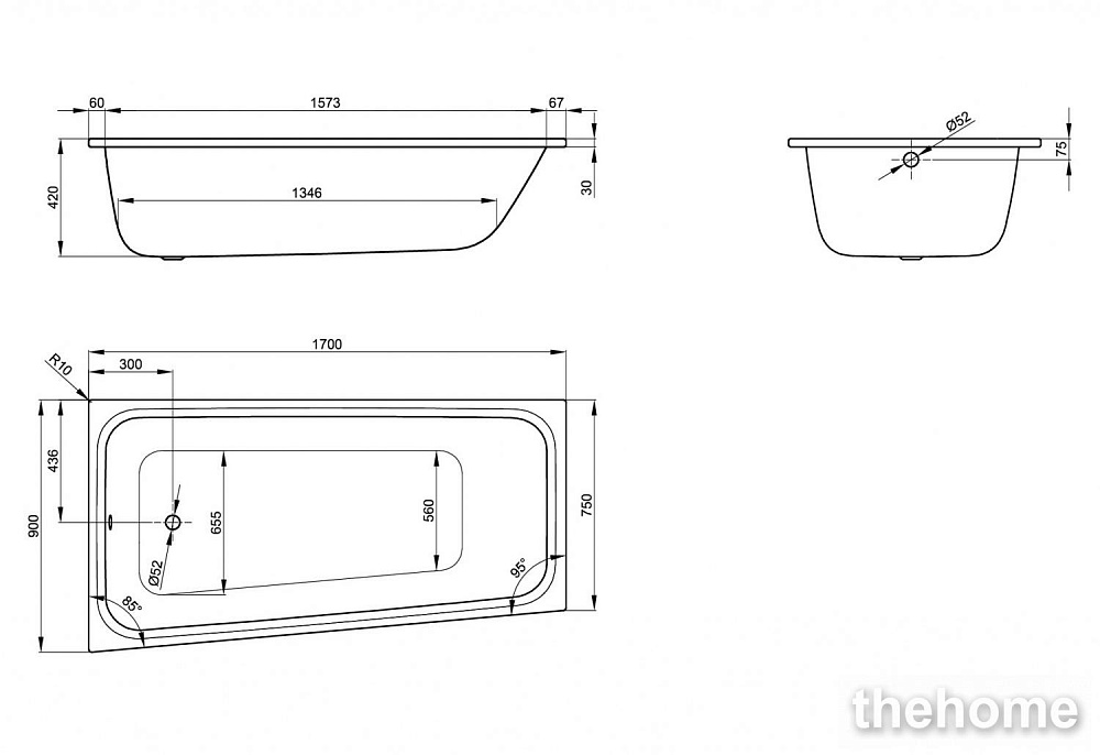 Стальная ванна Bette Space M 170x90 см 1131-000, левая - 5