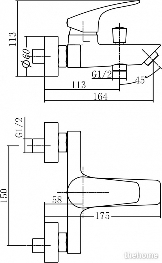 Смеситель Aquanet Static для ванны и душа AF330-20C - 2