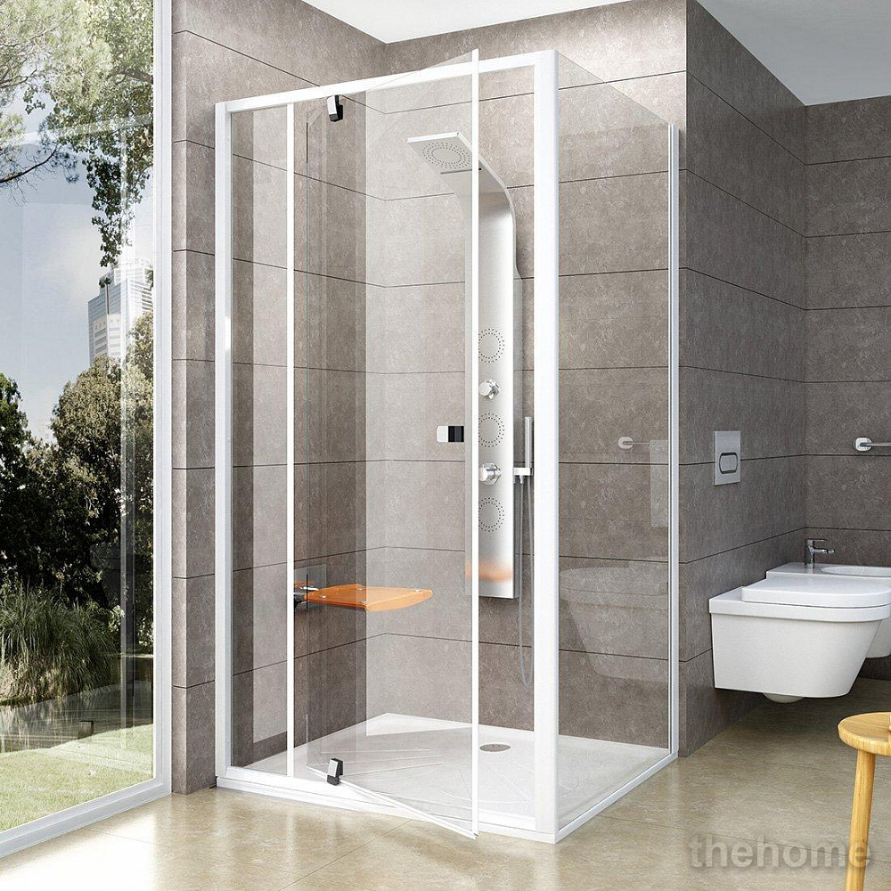 Душевая дверь Ravak PIVOT PDOP2-100 белый+ прозрачное стекло - TheHome