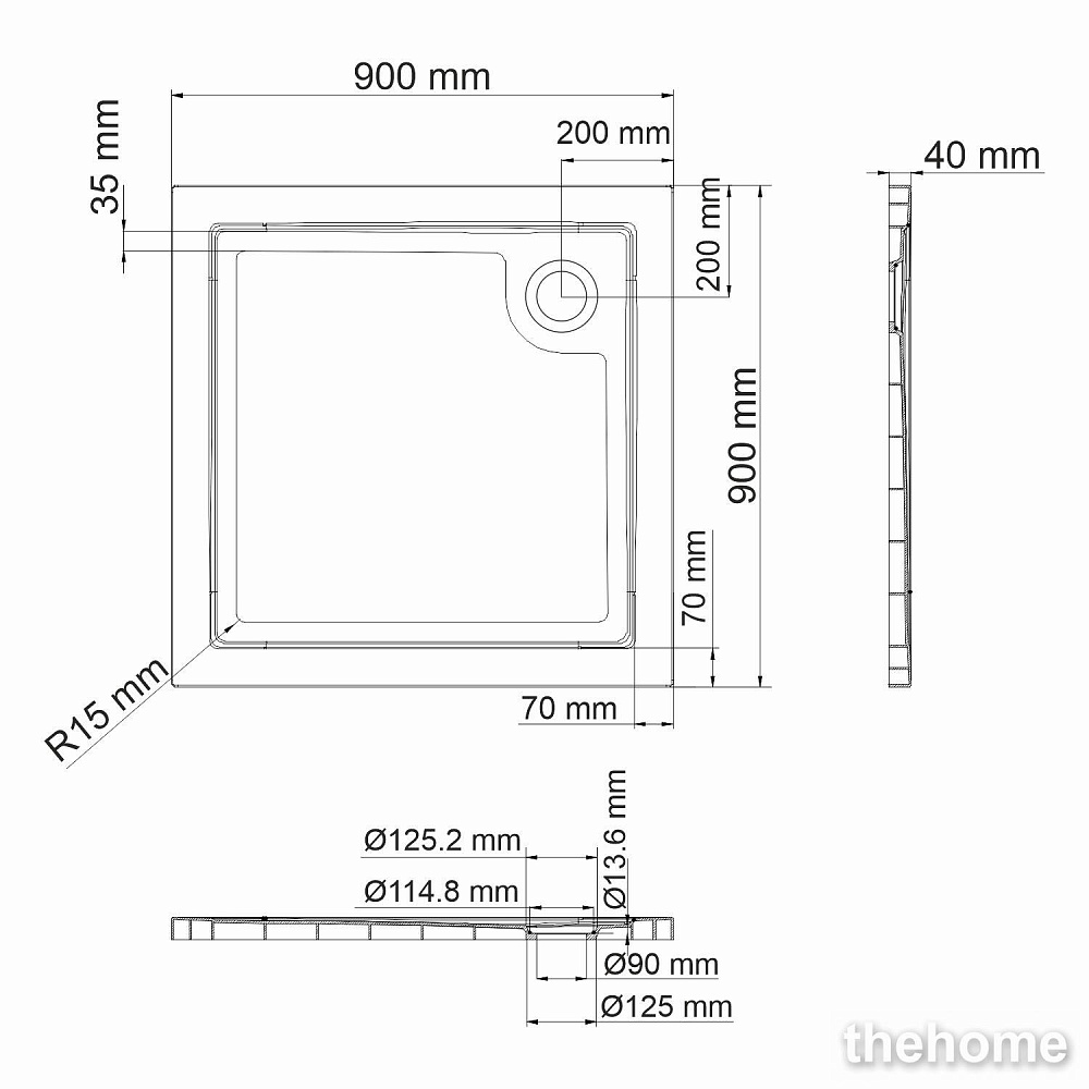 Душевой поддон Wasserkraft Salm 27T03, 9063342 - 2