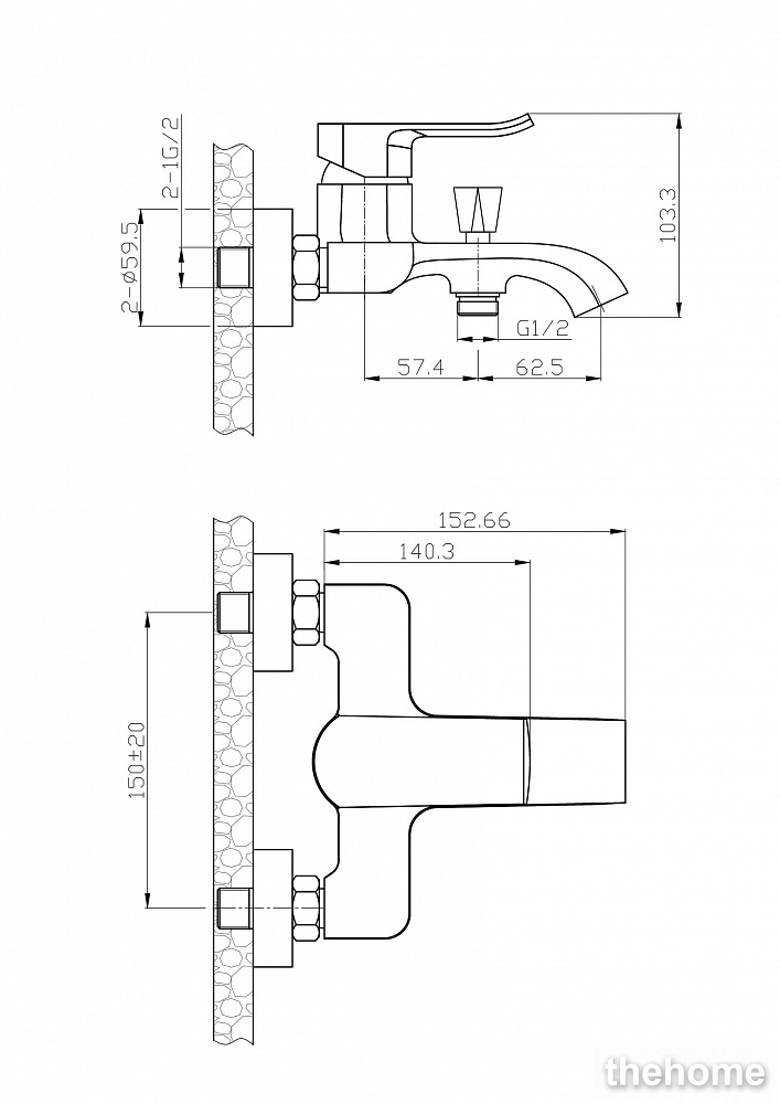 Смеситель Agger Happy A0410000 для ванны с душем - 2
