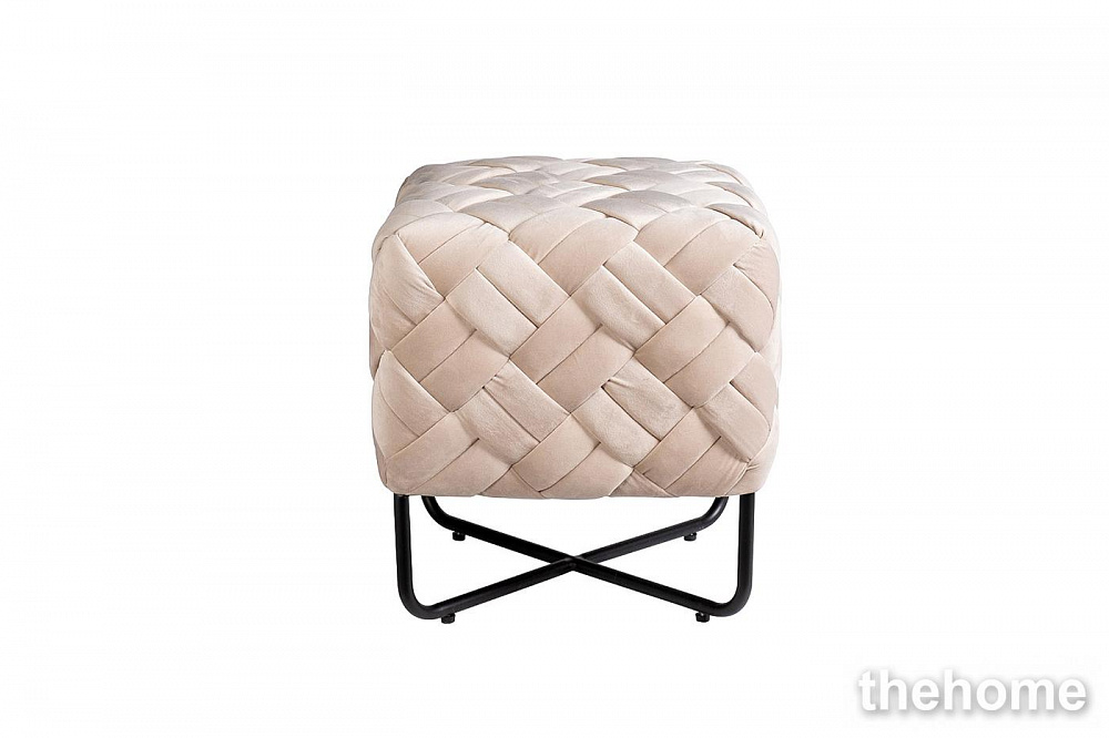 N-OT-100 BG BL Банкетка плетеная велюр бежевый 43*43*44см Garda Decor - TheHome