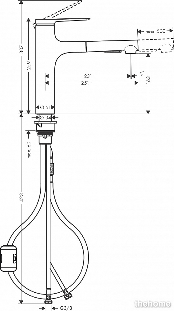 Смеситель Hansgrohe Zesis M33 74801670 для кухонной мойки, матовый черный - 2
