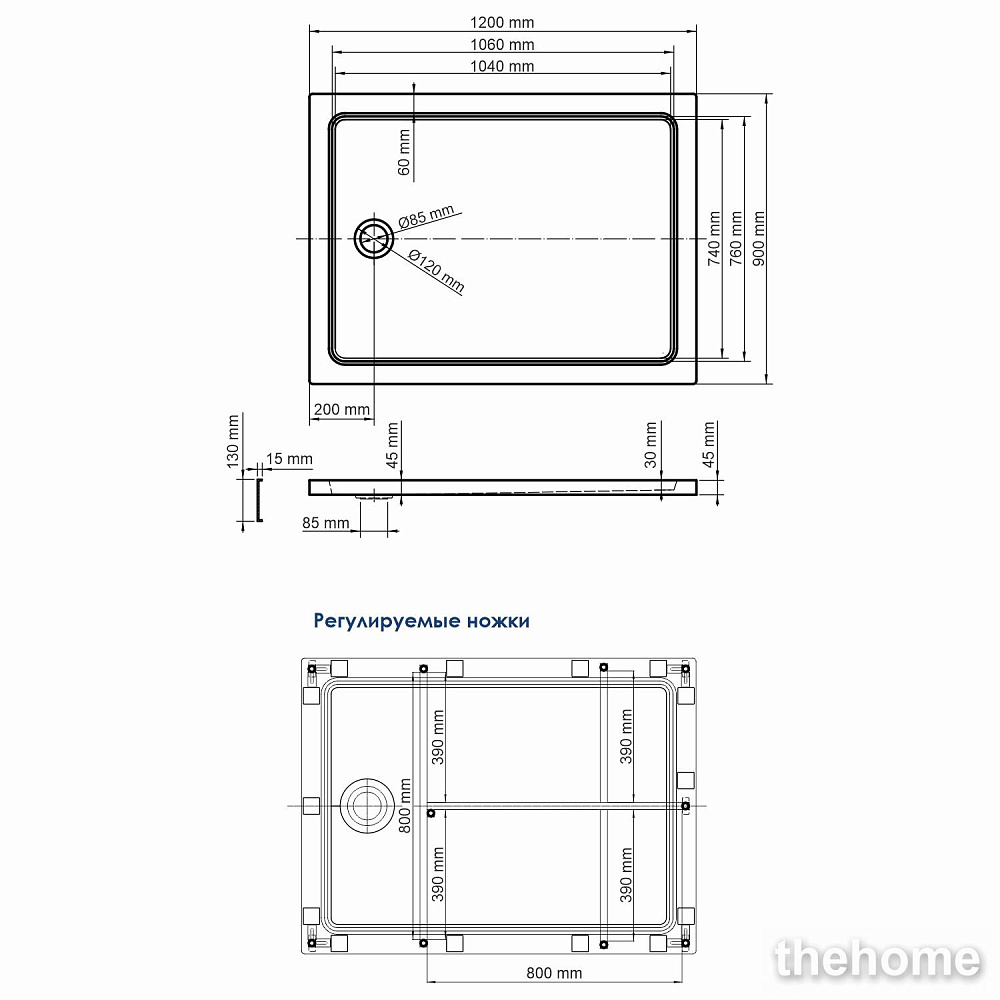Душевой поддон Wasserkraft Amper 29T07U, 9063429 - 2