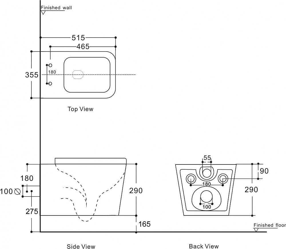 Унитаз подвесной Aquanet Rimless Tavr 2.0 W LX-1907 - 2