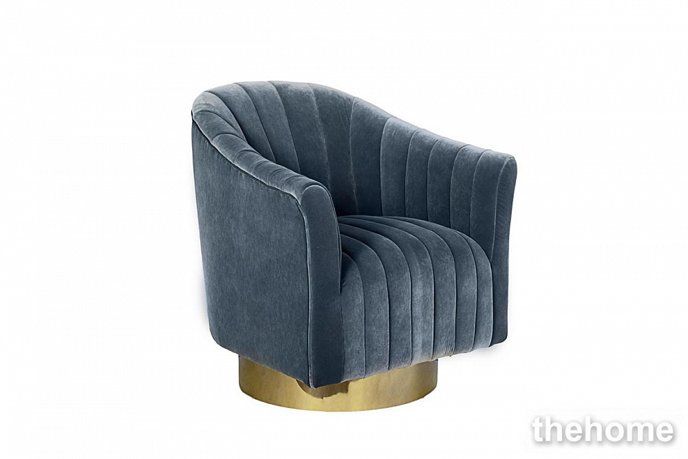 48MY-W2588 LTB GO Кресло вращающееся велюр голубой 77*76*83см Garda Decor - 2