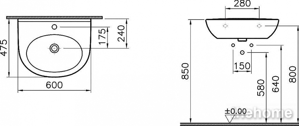 Раковина VitrA Zentrum 5786B003-0001 60 см - 4