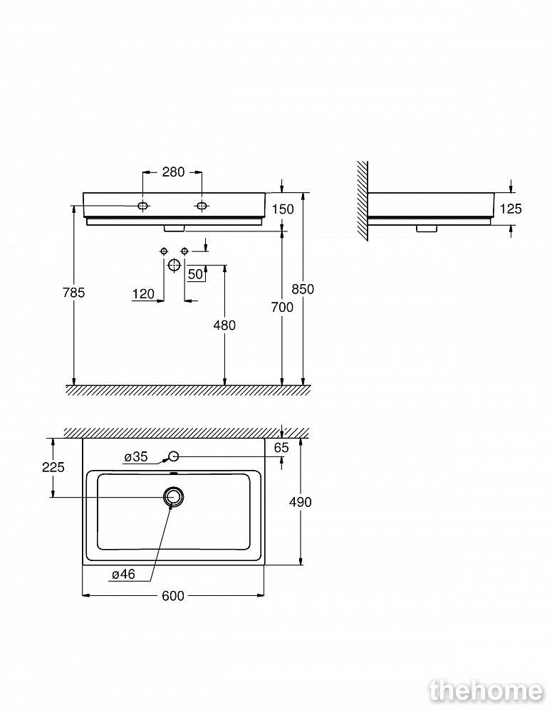 Раковина Grohe Cube Ceramic 3947300H 60 см - 2