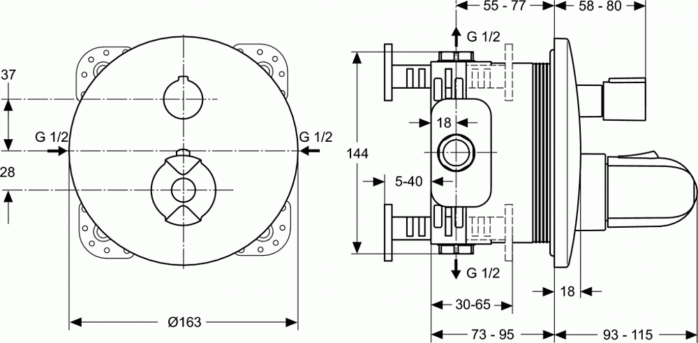 Смеситель Ideal Standard Ceratherm 100 для душа A4659AA - 3