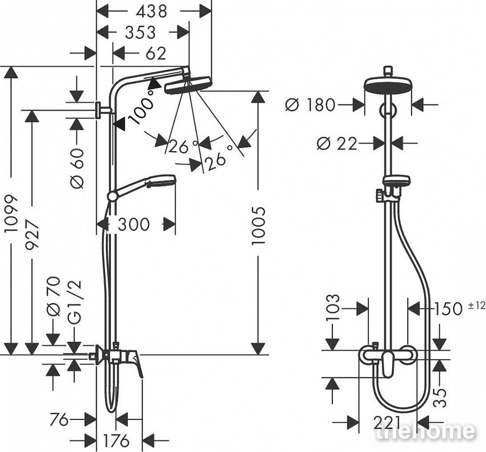Душевая стойка Hansgrohe Crometta 160 1 Jet 27266400 с однорычажным смесителем - 2