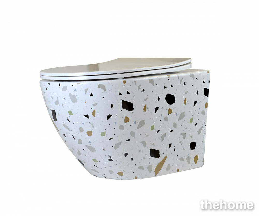 Унитаз подвесной безободковый Bronze de Luxe Terrazzo, крышка белая 2092-W - TheHome