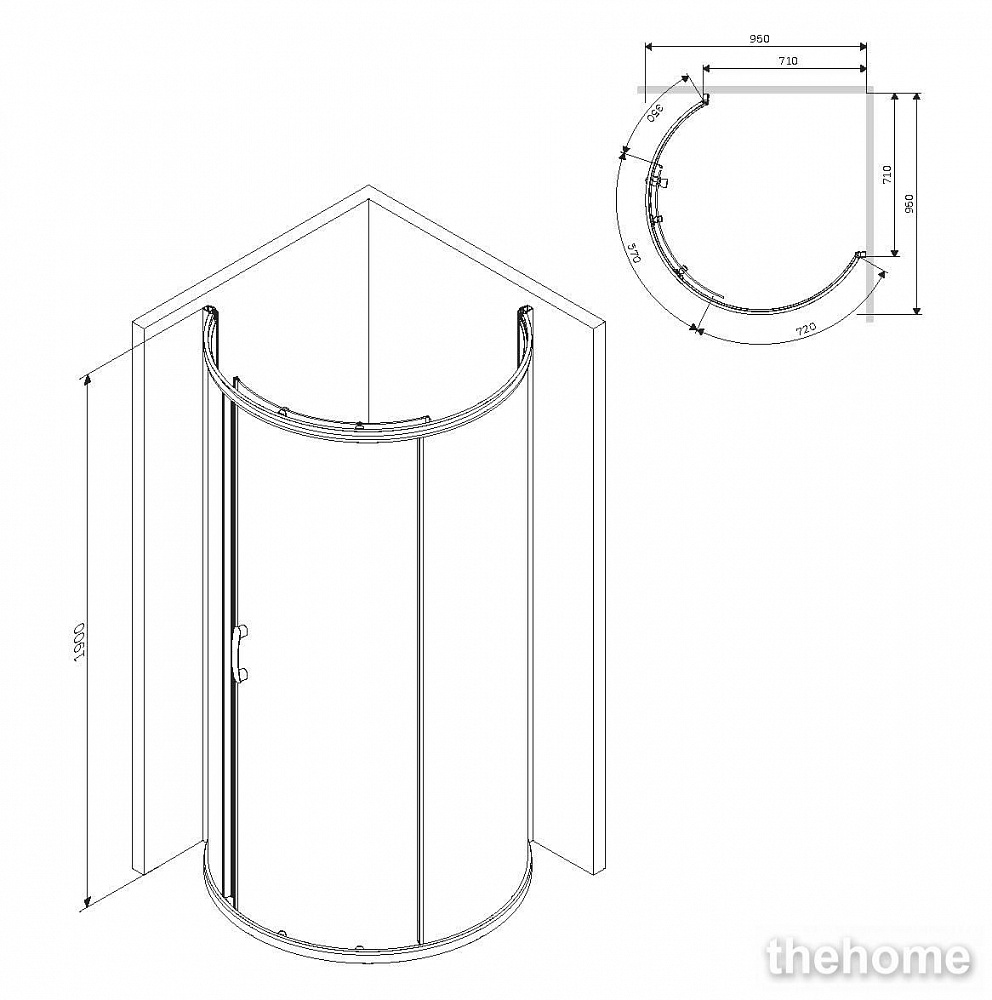Душевое ограждение Am.Pm Like W83G-333-095CT - 8
