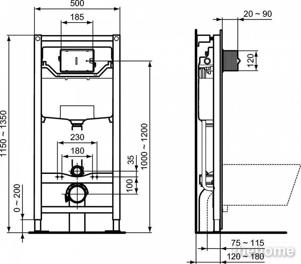 Комплект Ideal Standard Prosys Tesi с подвесным унитазом и инсталляцией T386801 - 7