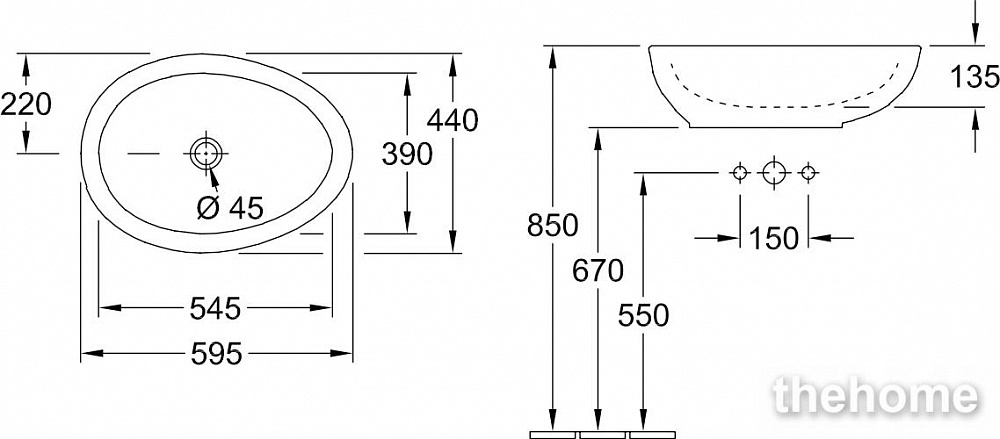 Раковина Villeroy & Boch Aveo new generation 4132 60R1 alpin CeramicPlus - 10