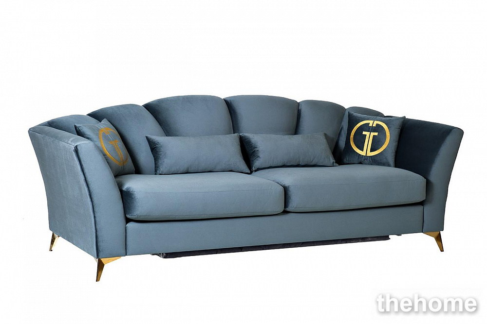 Диван Annette трехместный раскл,велюр бирюз.Riv87/зол 250*100*95 Garda Decor - 2