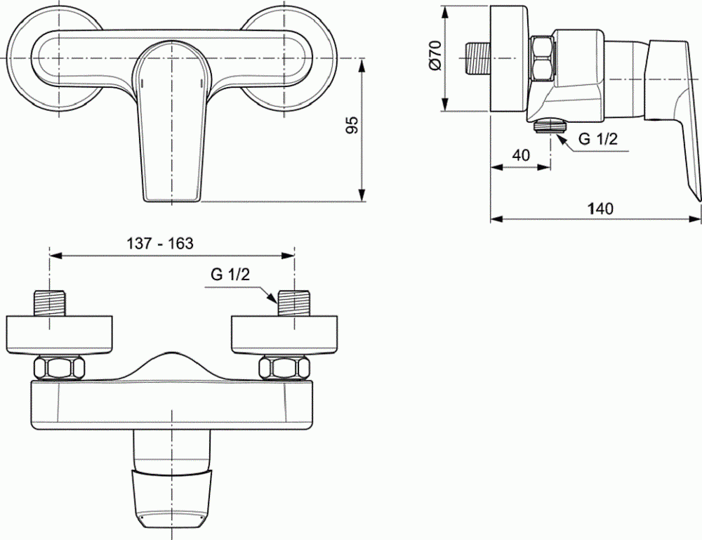 Смеситель для душа Ideal Standard Tesi A6581AA - 2