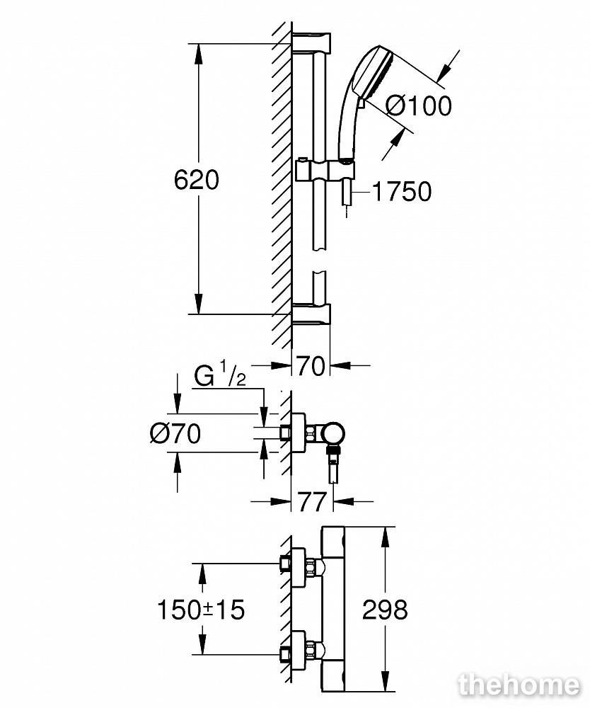 Душевой комплект Grohe Grohtherm 800 Cosmopolitan 34768000 - 3