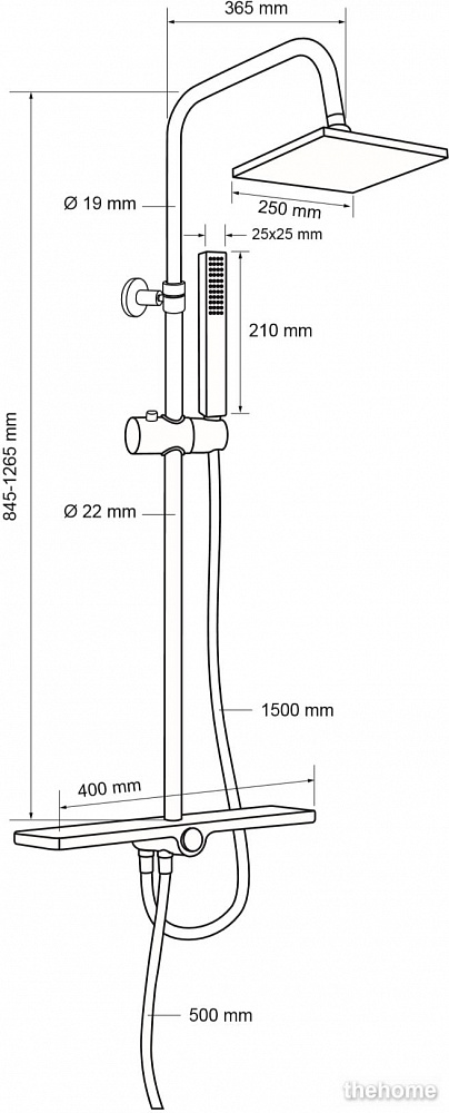 Душевая стойка Aquanet Pragmatic S AF430-70-S-C, с полочкой - 2