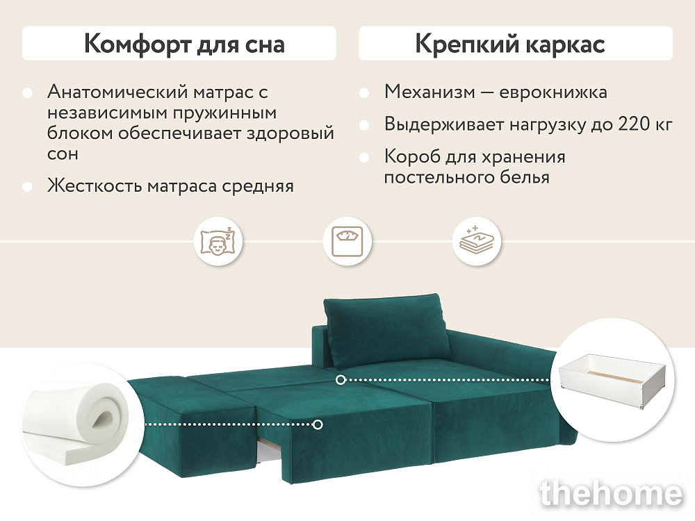 Диван угловой DeeOne Портленд-3 AAA4150024 зеленый - 5