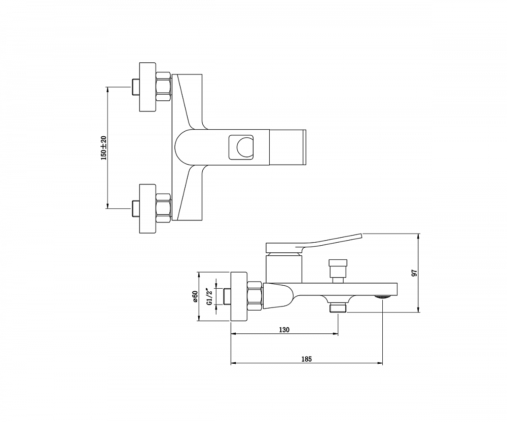 Смеситель для ванны с душем Bronze de Luxe Element EL03CB - 2