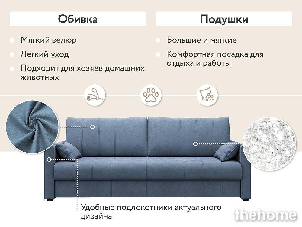 Диван прямой DeeOne Римини AAA4046011 синий - 4