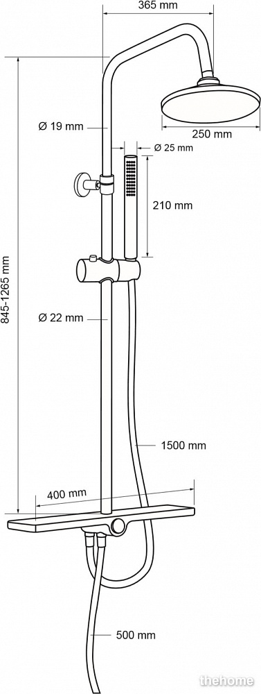 Душевая стойка Aquanet Pragmatic R AF430-70-R-C, с полочкой - 2