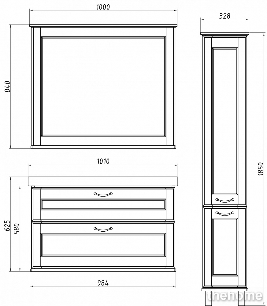 Зеркало ASB-Woodline Прато 100 9646 белый (патина серебро) - 4