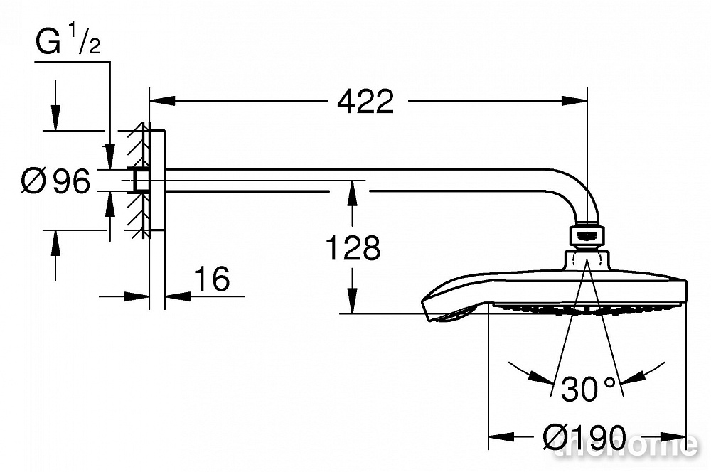 Верхний душ Grohe Power&Soul Cosmopolitan 190 26172000 - 9