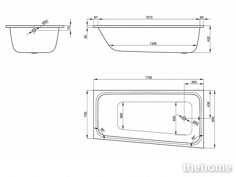 Стальная ванна Bette Space M 170x90 см 1141-000, правая - 5