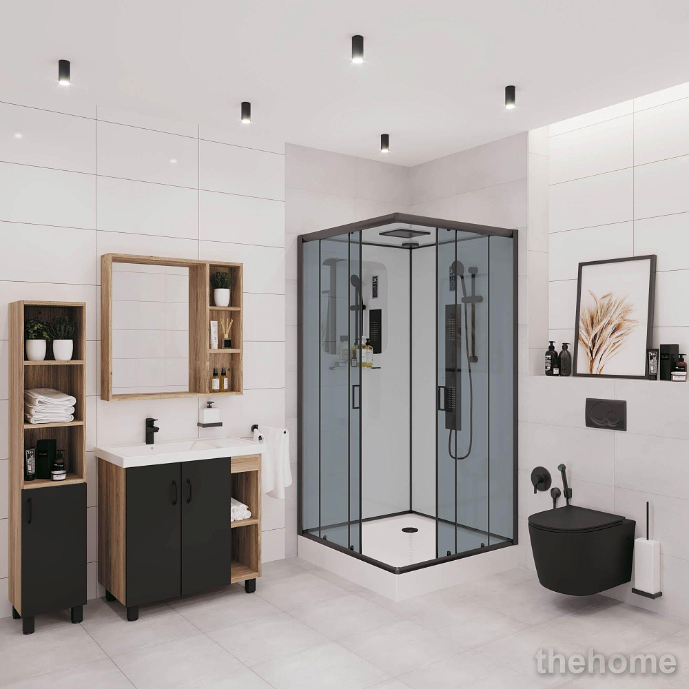 Душевая кабина Niagara Premium NG-6902-01GQ BLACK 100х100х210 стекло тонированное - 2
