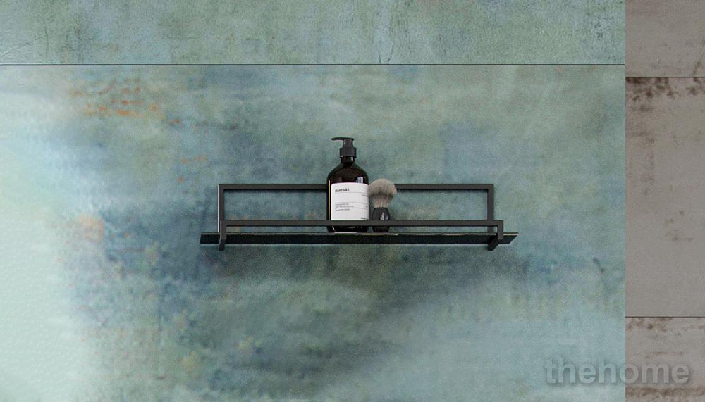 Полка металлическая со стеклом Gelou 50 Black, pkGEL.50-54 - TheHome