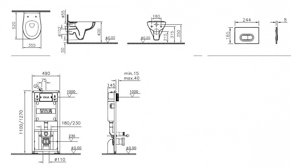 Комплект VitrA Normus 9773B003-7201 кнопка белая - 9