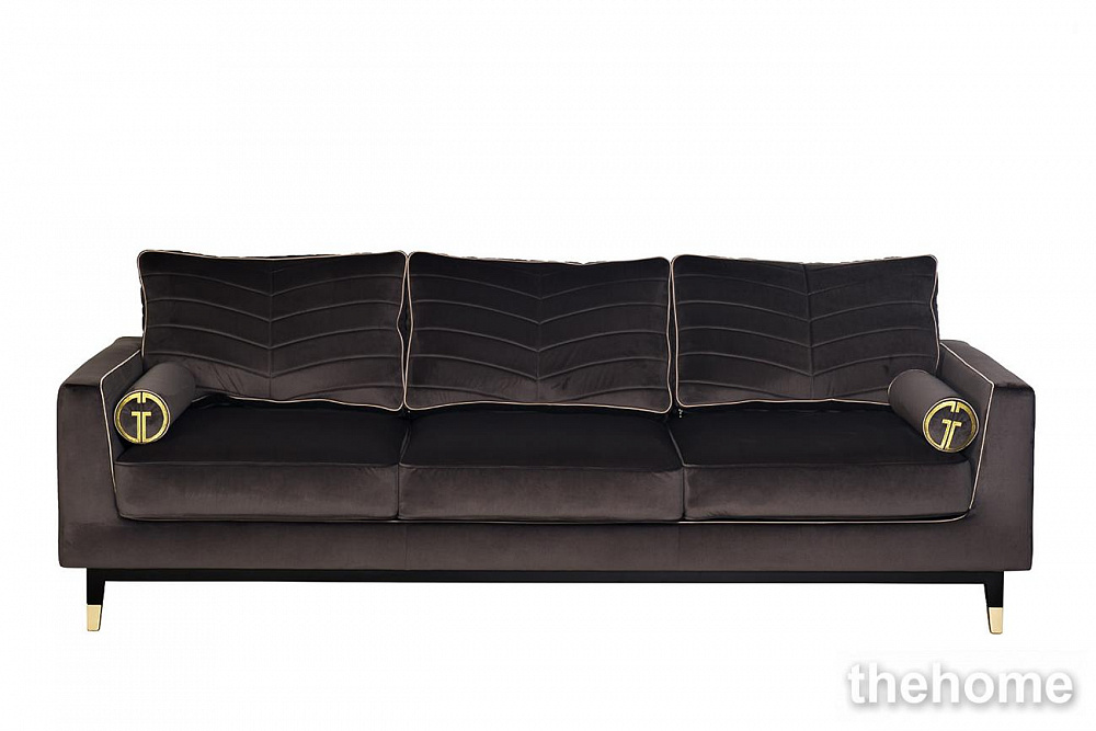Диван Madrid Memory с кантом трехм. без мех.,велюр серый Riv96 Garda Decor - TheHome