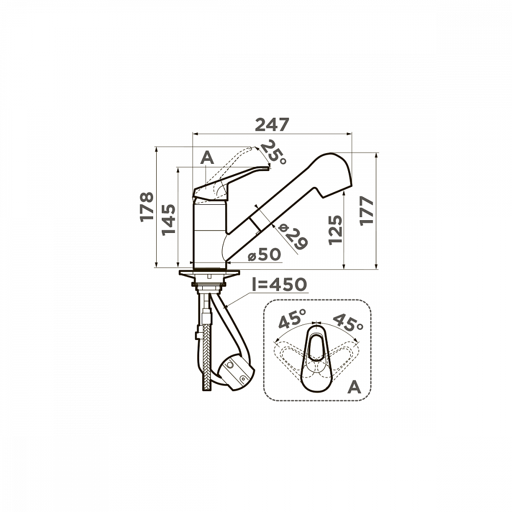 Смеситель Omoikiri Takayama-S для кухонной мойки, OTA-CR-40 - 2
