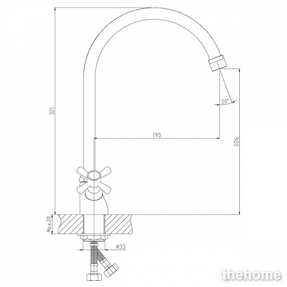 Смеситель Decoroom DR46 для кухонной мойки, DR46028-Orange - 2