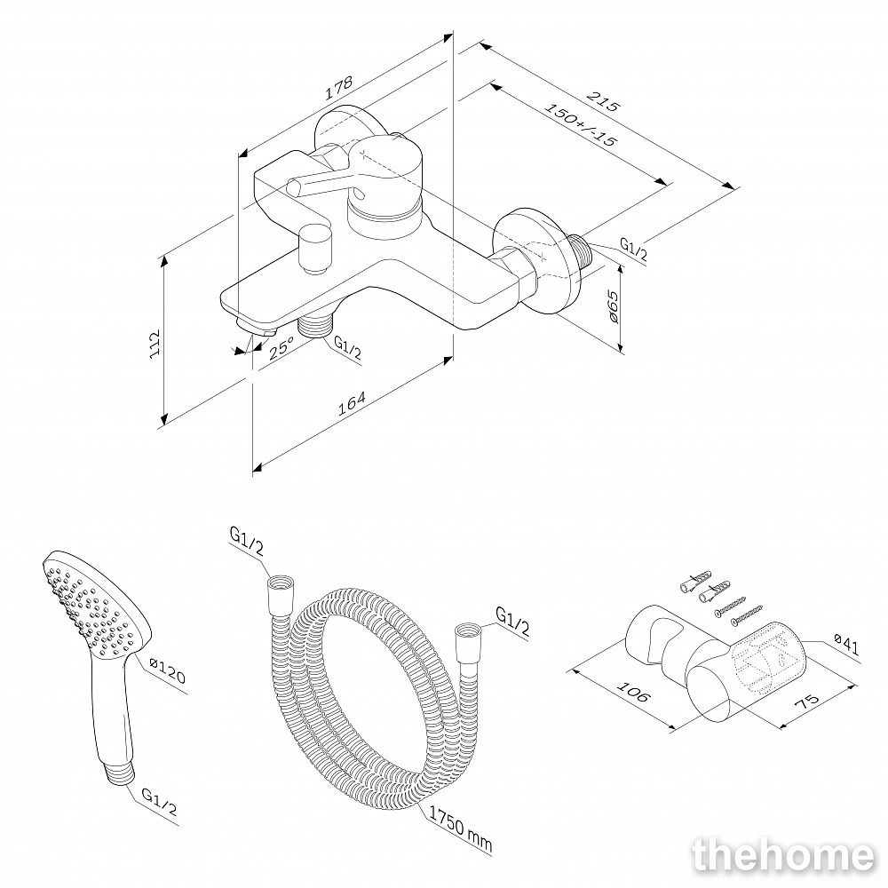 Смеситель Am.Pm X-Joy S для ванны и душа душ.набор, хром F85B15000 - 3