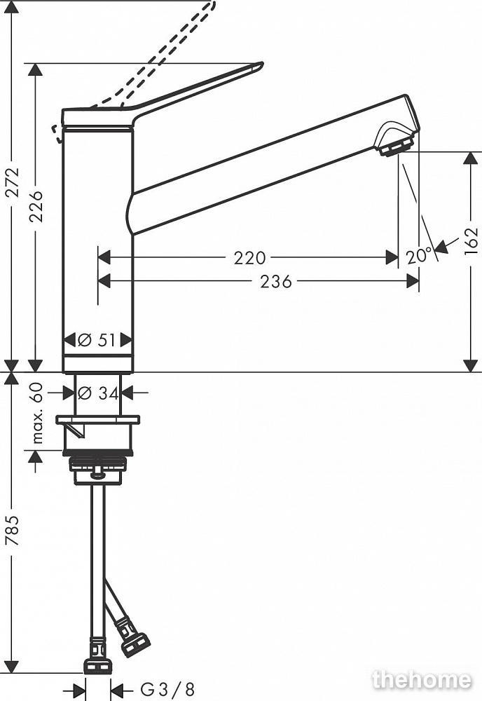 Смеситель Hansgrohe Zesis M33 74805000 для кухонной мойки, хром - 2