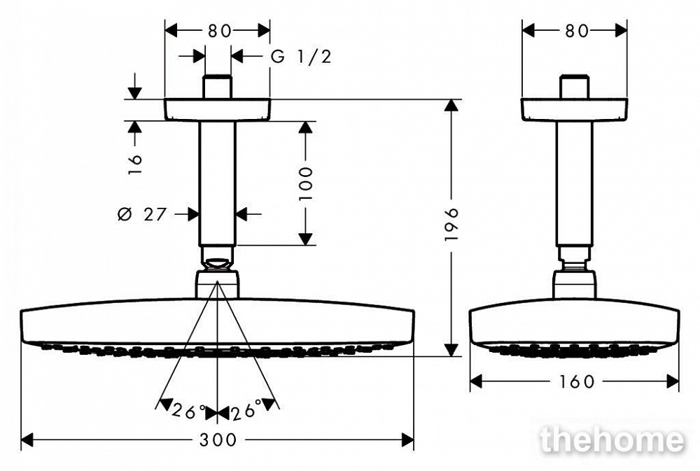 Верхний душ Hansgrohe Raindance Select E 300 2jet 27384400 - 6