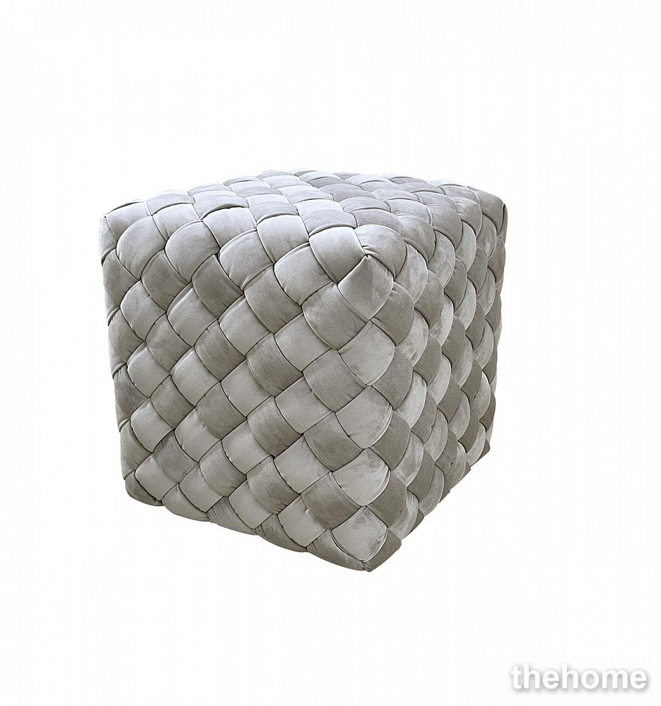 N-PUF-190 BEG Пуф плетеный велюр серо-бежевый 40*40*40см Garda Decor - 2