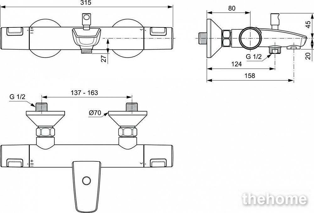 Душевой комплект Ideal Standard Ceratherm T25 3 в 1 BC984AA - 7
