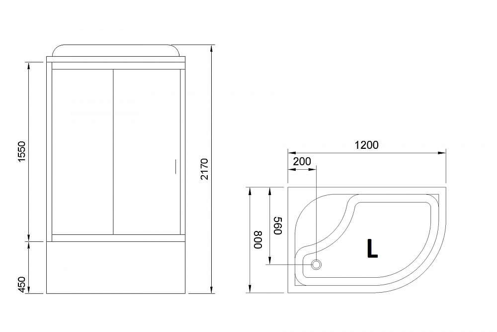 Душевая кабина Royal Bath 8120BK1-T прозрачное левая - 3