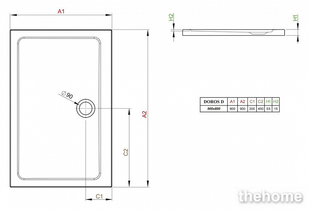 Душевой поддон Radaway Doros D 80x90 - 3