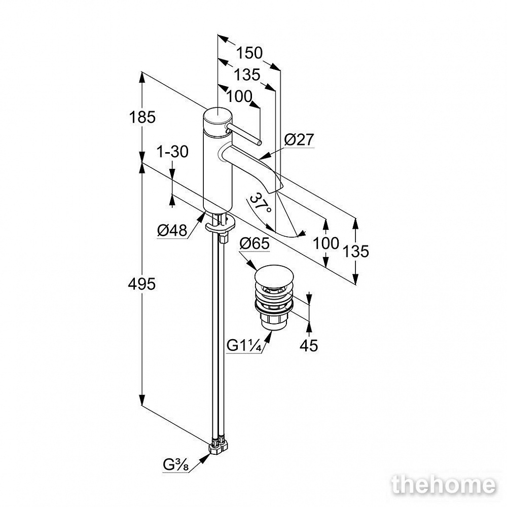 Cмеситель Kludi Bozz 382880576 для раковины хром - 2
